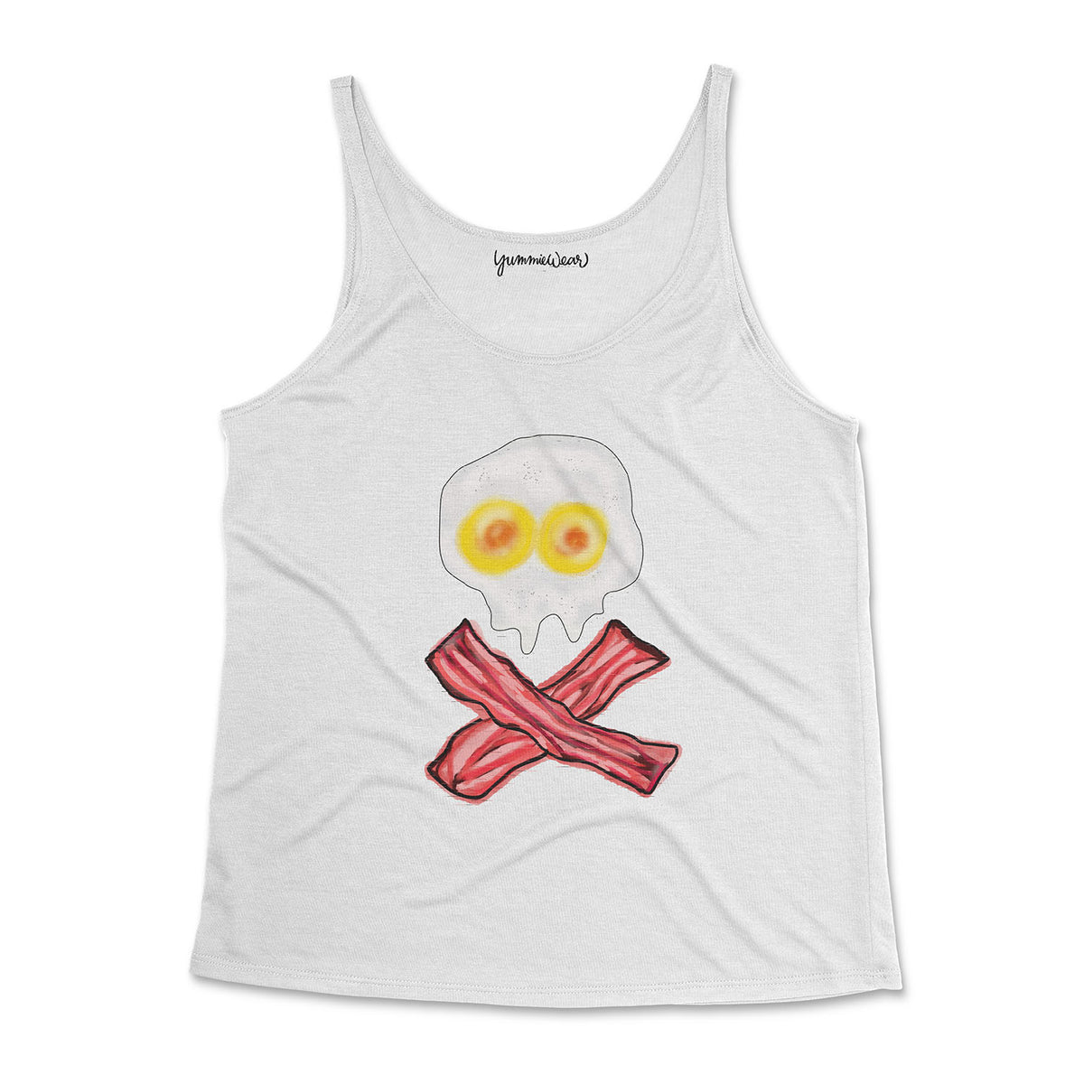 Women's Bacon and Eggs (BAE) Skull Super Soft Slouchy Tank Top