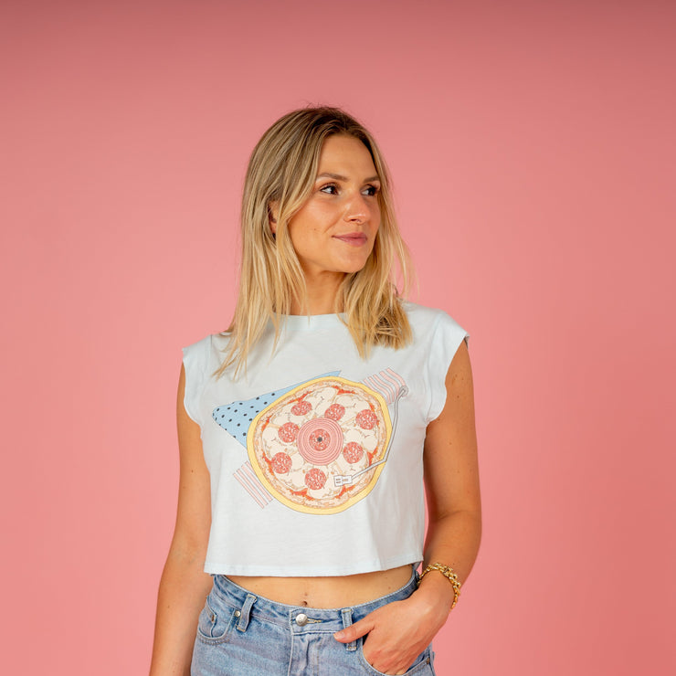 Pizza Record Crop Tee