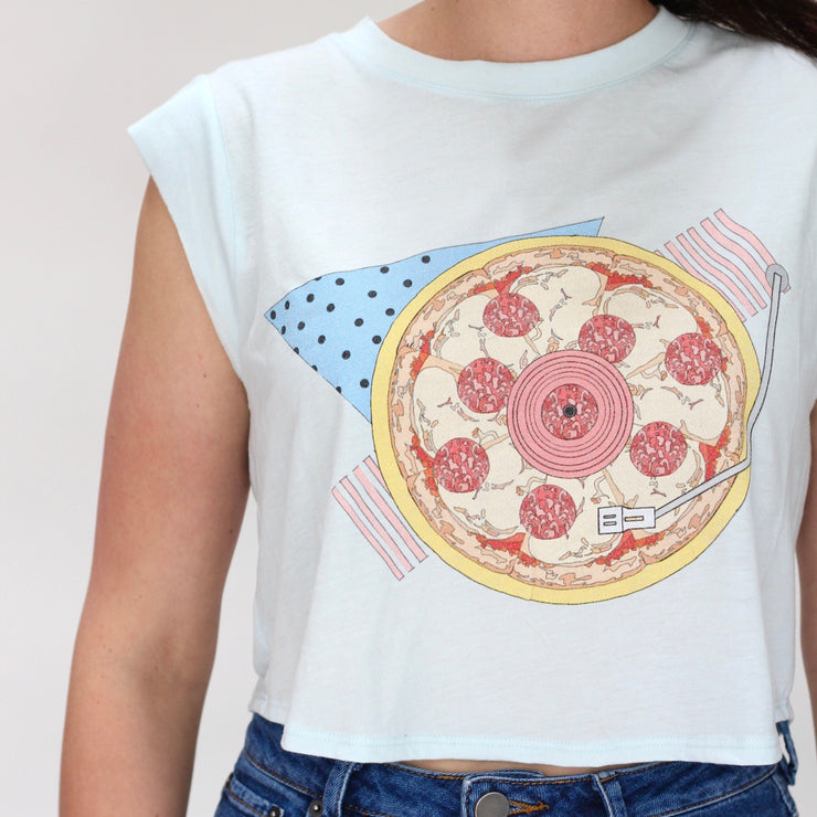 Pizza Record Crop Tee