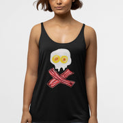 Bacon And Eggs Skull Slouchy Tank - Black