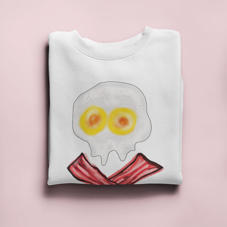 Bacon and Eggs Skull Unisex Sweatshirt - White