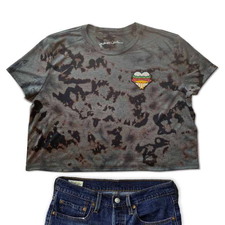 Bleached Burger Heart Cropped Tee