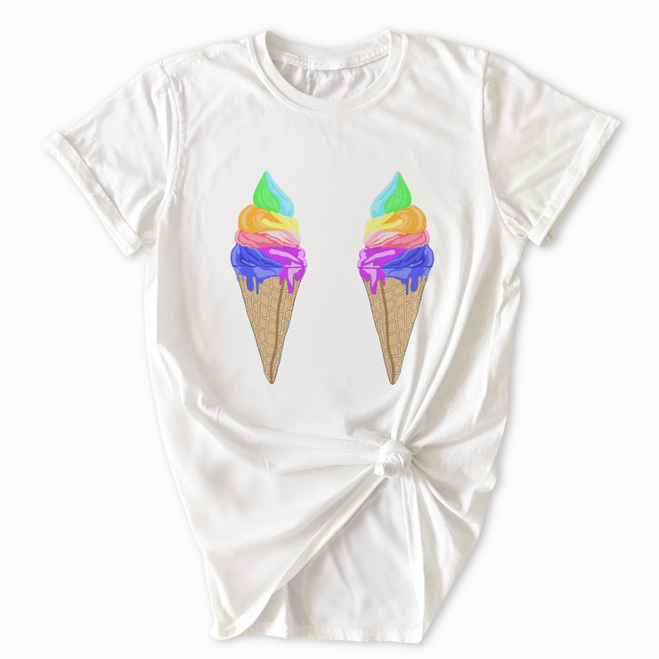 Rainbow Twist Ice Cream Cones Basic Tee